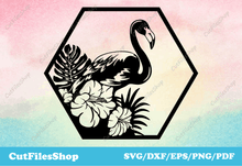 Load image into Gallery viewer, Dxf files for cutting plotters, vector art, vector shop, cut files shop, cricut files, shirt svg designs, cricut designs svg, metal art dxf, flamingo dxf, birds for cricut
