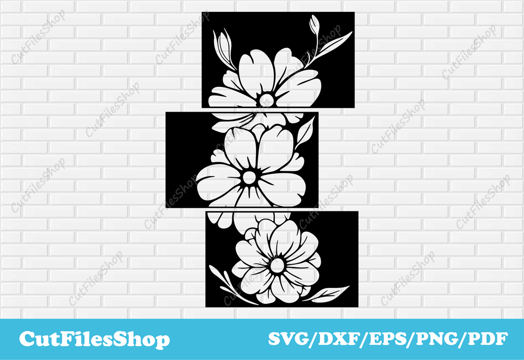 Flowers decor dxf files, dxf for cnc plasma cutting, svg files for cricut, Silhouette cameo files, flowers dxf, flowers svg, decor dxf, wall art dxf