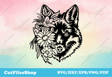 Load image into Gallery viewer, Fox svg silhouette, DXF fox for laser cutting, vector images, animal head dxf, Svg for cricut
