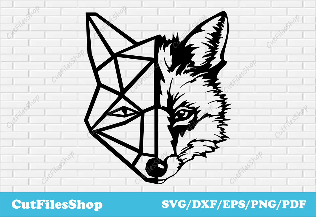 Fox svg cut file for cricut, SVG file download, geometric animals dxf, t shirt designs svg, dxf cut files, fox dxf, animal dxf, dxf for plasma, svg for engraving, popular dxf, popular svg files, shirt svg file, cnc files, cut files, dxf files, svg files, dxf for cnc cutting