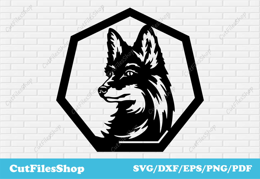 Fox SVG for cricut, dxf for milling, CNC files, DXF router files, Svg craft, Geometric Animal dxf, cut files shop, fox svg, fox dxf