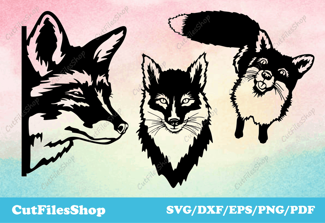 Foxes cut files, fox for cricut, png files for cricut, dxf for silhouette, svg cut files