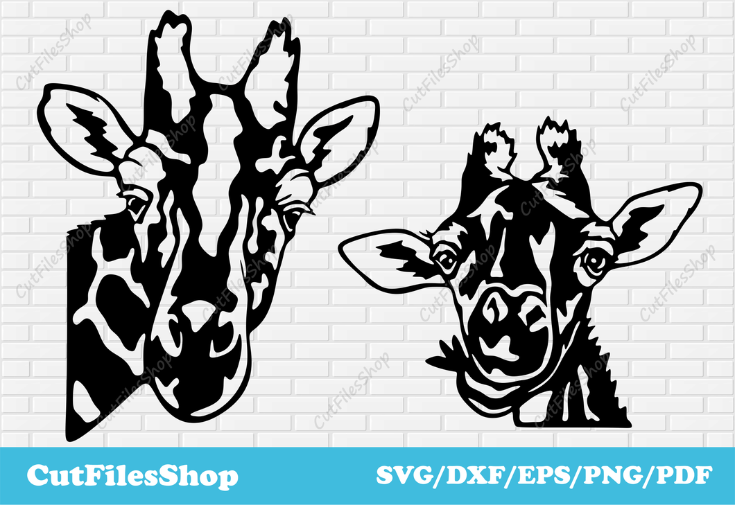 Giraffes vector cut files for cricut, cute animals for laser cutting, dxf for cnc cut, funny animals svg, Giraffe svg, t-shirt designs, png for sublimation, popular  vector images, Vector T-shirt Designs