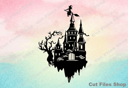 Halloween castle cut files, Witch svg, happy halloween design, halloween shirt svg, cricut svg, halloween png, png downloads, svg to cricut