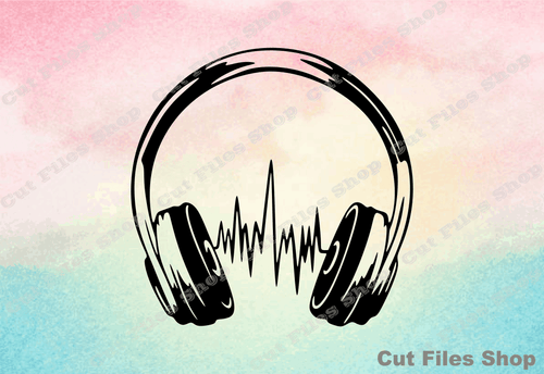 Headphones svg, music svg, music cut files, laser vector, laser svg, dxf for plasma, paper cut svg