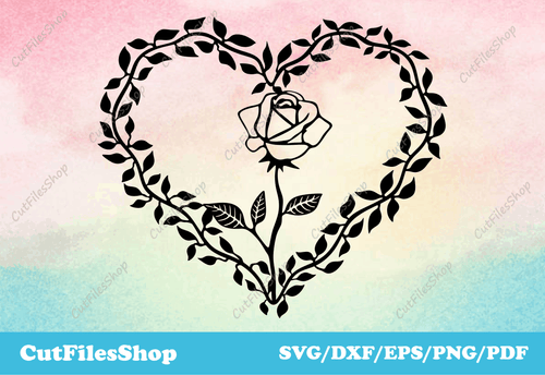 Heart cut files for cricut, rose dxf files for laser, valentine's day stickers png, Download vector Valentine's Day Stickers, Hear SVG Sticker, Dxf files for cnc plasma, valentine's day svg for scrapbook, SVG file for cricut
