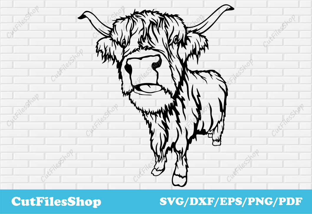 Highland Cow svg, Bull svg file, farm animal dxf files, svg file download, Laser cutting files, animals silhouette, animals face svg, dxf cut file, cow svg, cow dxf
