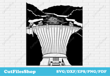 Load image into Gallery viewer, Hoover dam svg, dxf wall panel, vector images, cnc plasma dxf files, svg files for cricut, svg for silhouette, dxf for laser cut
