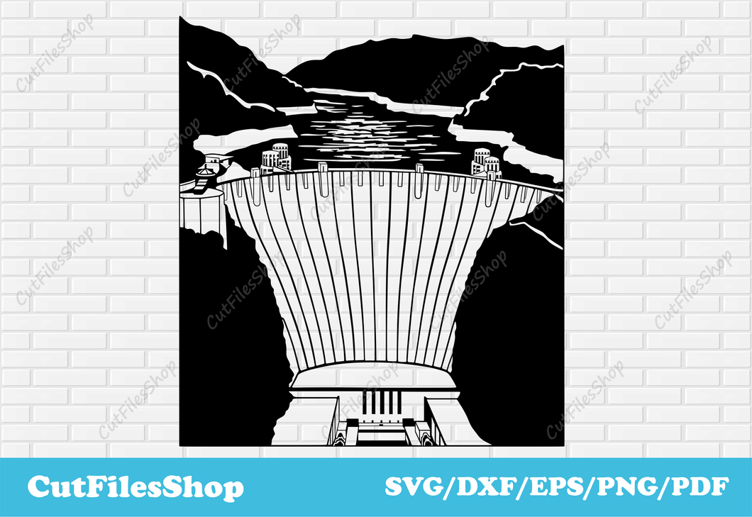 Hoover dam svg, dxf wall panel, vector images, cnc plasma dxf files, svg files for cricut, svg for silhouette, dxf for laser cut
