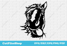 Load image into Gallery viewer, Horse dxf file, cute horse svg, farm animals svg for cricut, dxf files for cnc plasma cutter, horse for cricut, horse cnc files, farm animals dxf
