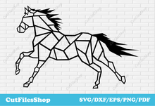 Load image into Gallery viewer, Horse dxf, geometric horse dxf, animal svg files for cricut, laser cut animals dxf, horse silhouette, files for cnc plasma, horse png
