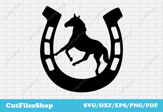 Horseshoe dxf, horse scene dxf, Clipart vinyl plotter, Cricut images, silhouette horse, Horseshoe svg files, Horseshoe vector images