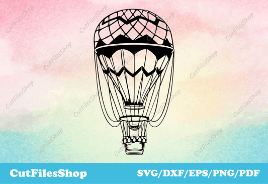Hot air balloon svg, download cricut svg files, t-shirt vector files, dxf for laser cut, svg for cricut, svgs, dxf, eps, pdf, png, dxf download, decor dxf, wall decor laser cutting, dxf for metal cut, vector images