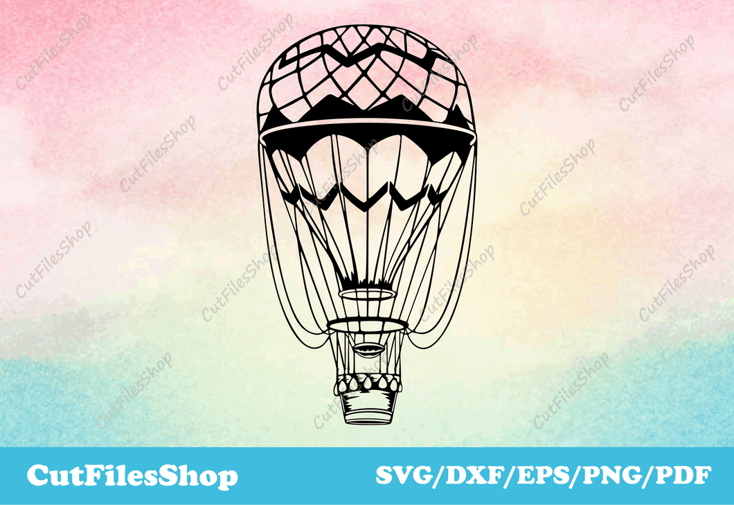 Hot air balloon svg, download cricut svg files, t-shirt vector files, dxf for laser cut, svg for cricut, svgs, dxf, eps, pdf, png, dxf download, decor dxf, wall decor laser cutting, dxf for metal cut, vector images