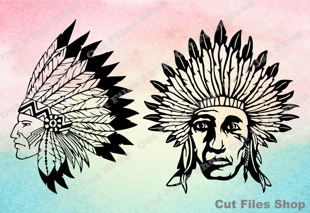 Indian vector file, indian cut files, t-shirt svg, dxf for laser - Cut files shop