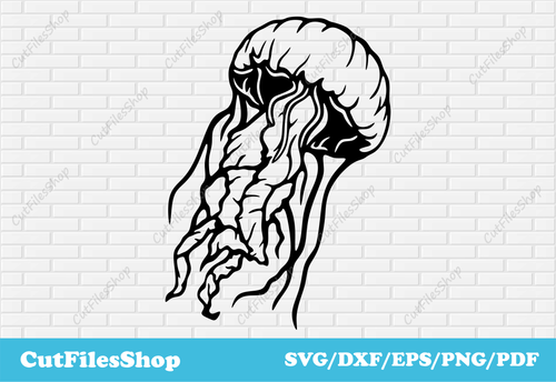Jellyfish dxf for laser cutting, Jellyfish Svg for cricut, T-shirt designs, Crafting svg, dxf for engraver, art deco dxf, dxf cam software, download cnc files, dxf scenes, jellyfish png shirts, wall decor laser cut, vinyl cutting svg