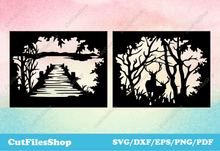 Load image into Gallery viewer, Scenery Dxf Files For laser cutting, Files for cnc plasma cutting, Dxf for scan n cut, wall decor dxf for cutting, Svg files for cricut, Silhouette cameo files
