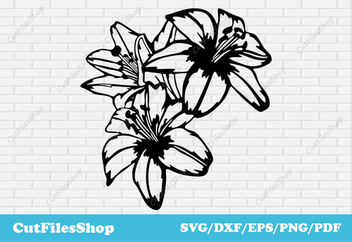 Lily svg cut files for cricut, flowers vector image, dxf file for laser cutting, svg for sticker making, lily cut files, flowers for cricut, Vector images for cricut, Silhouette cameo, svg for sticker making, dxf for cutting decor, paper cutting svg, t shirt designs, t shirt images, flowers dxf for laser, t shirt vector, free svg cut files, free vector images