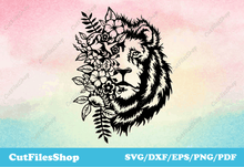 Load image into Gallery viewer, Lion cut files for cricut, dxf for silhouette cameo, dxf for laser cutting
