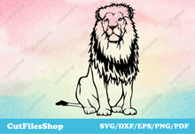 Load image into Gallery viewer, Lion SVG cut files for cricut, DXF Animals for Laser Cutting, Files for CNC Plasma, Animals vector images
