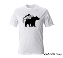 Load image into Gallery viewer, Bithday t shirt designs for women, svg tops for girl, svg for cricut explore, dxf files for cnc router, bear flowers dxf, bear mama dxf, bear mama svg, cute bear svg, bear for cricut, svg for sticker making, scan n cut files, cnc cut, mama svg files, mothers day svg
