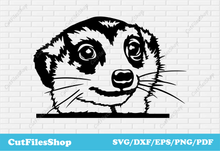 Load image into Gallery viewer, Meerkar peeking svg, dxf images for laser cut, vinyl decal clipart svg, Plasma cutting files, cute animals scenes dxf, animals scenes dxf, meerkar svg, meerkar dxf, scene dxf files, dxf for milling, dxf for decor making, plasma cut files
