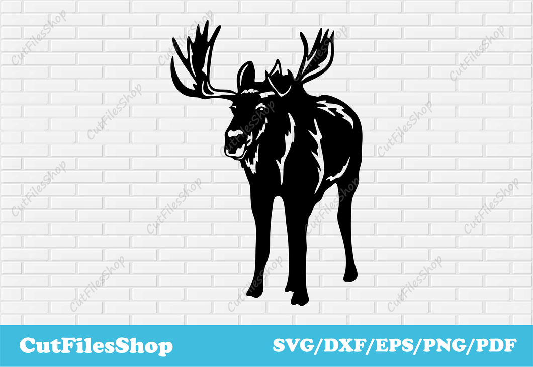 Moose SVG DXF files for CNC machines, Cricut, Laser, Plasma, Silhouette, Plotter, Forest animals dxf, Wall decor dxf, animals decor dxf for laser cut, metal cutting dxf plasma, moose decor dxf, router files dxf, svg craft