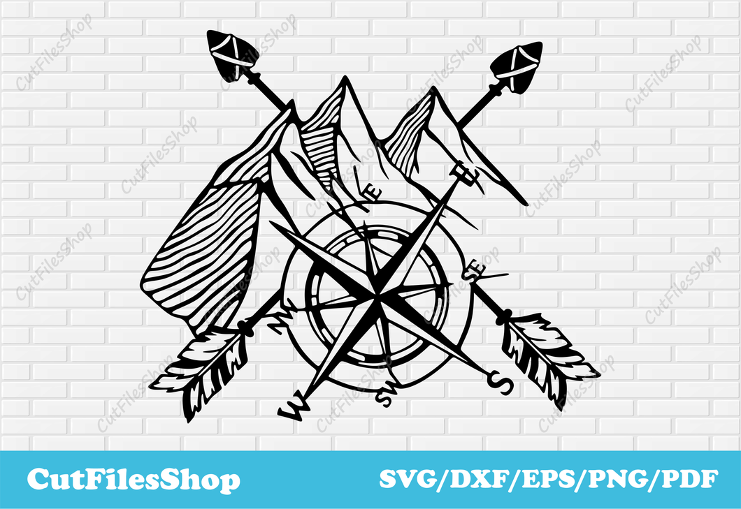 Mountains art svg cut file for cricut, dxf file for laser cut, svg for shirts designs, Cut Files Shop, mountains scene dxf, svg art designs, cricut images, dxf cnc files
