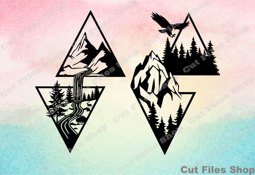 Nature scene, Landscapes, vector images, cnc files, svg cut files - Cut files shop