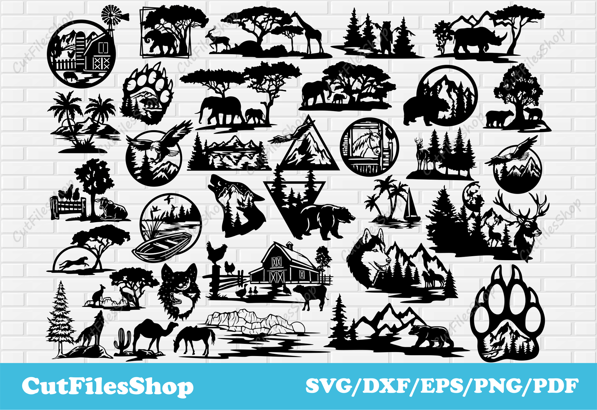 DXF files for Laser Cutting, Wildlife scenes svg for cricut, Decor making, DXF for Plasma Cut, Vinyl cut files, Silhouette Cameo, Stickers svg, dxf files, bear paw dxf files, wolf paws dxf files, farm animals dxf files, logo svg files, animals logos vector, horse for laser,wolf art dxf, bear dxf art, free dxf files, free home svg files, free cut files, crafts files, design bundles, svg files, laser cut wood, dxf cnc plasma, plasma cutter files, jungle animals dxf, forest animals dxf 