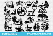Load image into Gallery viewer, DXF files for Laser Cutting, DXF for Plasma Cut, Wildlife decor dxf, Free Download dxf files, CNC files, Free SVG files, farm life dxf, nature scenes dxf files, popular dxf files, metal decor dxf, playwood dxf, metal cutting cnc files, deer dxf files, bear dxf files, horses svg for cricut, goat dxf, moose dxf files, wolf dxf cut files, free dxf cutting files download, jungle birds dxf, cricut images animals
