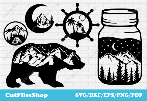 Wildlife scenes dxf, SVG files for CNC machines, vector images for cricut, DXF for laser cut, DXF files wildlife , dxf metal art files, dxf for decor making, dxf for metal cutting, clip art vinyl stickers, plasma cutting metal files, dxf images, wild animals scenes dxf