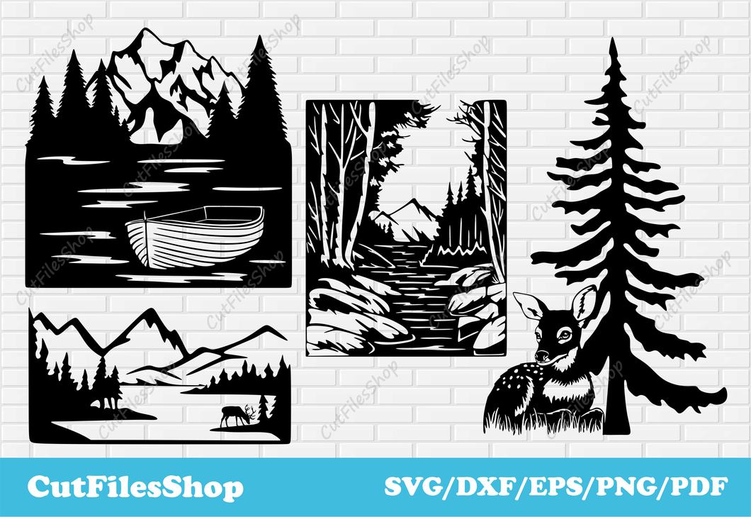 Nature scenes dxf for cnc plasma, craft files download, DXF files for ...