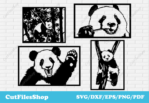 Panda panels dxf for laser cutting, Home decor panel dxf, SVG files for cricut, Cutting Files Free Download, Panels dxf free, animals panels dxf free download, svg design for cricut free, craft files download, free cricut files, vector images download, free vector, animals decor dxf for plasma, laser files animals