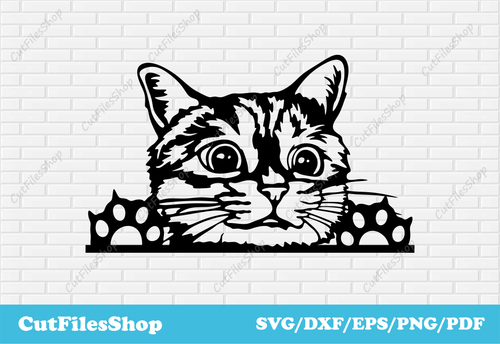 Peeking cat svg, Peeking cat dxf, pets dxf vector images, cat dxf file, cat svg, cute cat dxf files, png designs, t-shirt svg designs