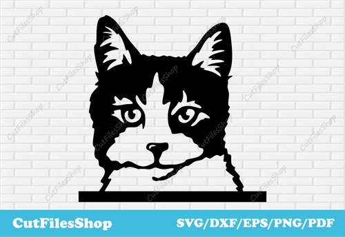 Peeking cat svg for cricut, Dxf for decor making, CNC cutting wood, Dxf for Laser Cut, cat svg for cricut, free vector animals, free cricut files, free cut files, free download dxf files, pets dxf files, cute cats svg, funny cat svg, cat for cricut, cat svg for shirts, free dxf animals