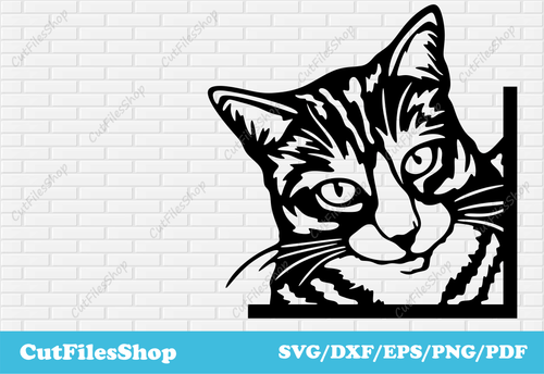 Peeking cat svg cutting files for cricut, Dxf cat for laser cutting, Home decor making, Vinyl cutting files, cat dxf, cat clip art, cat vector images, peeking pets dxf, cute cat svg files, cat for cricut, wall decor dxf, free download svg files, free dxf files download, peeking cat for cricut