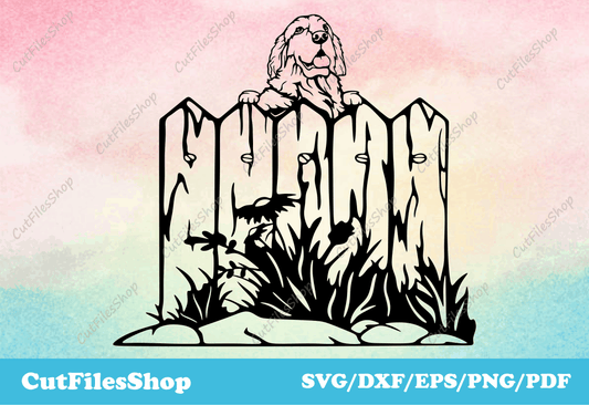 Peeking dog svg, golden retriever dxf silhouette, dog dxf for cricut download
