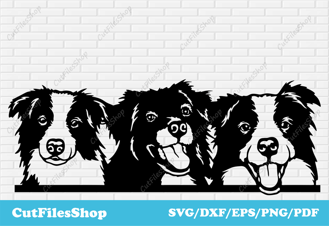 Peeking dogs svg for cricut, border collie svg, Border Collie Silhouette, Dogs dxf for laser, peeking border collie svg, border collie dxf, border collie vector, free dogs vector, t-shirt dogs, dog portrait svg, custom dog dxf svg, cute pets dxf