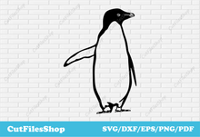 Load image into Gallery viewer, Penguin dxf for laser cutting, T-shirt designs, Svg for cricut, Silhouette, Scan n cut, Plasma cutting, wall decor making dxf, penguin for cricut, penguin vector art, cut files shop
