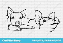 Load image into Gallery viewer, Pig svg cut file, farm animals svg for cricut, dxf files for plasma table, svg files for cnc router, cute animals for cricut

