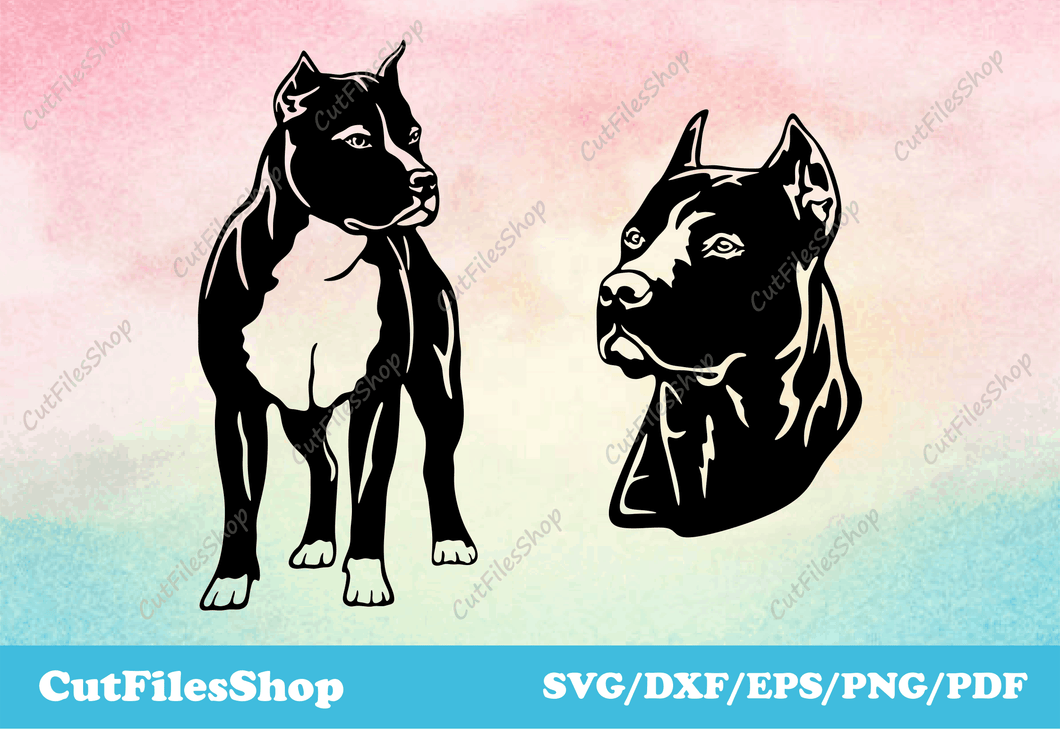 Pit Bull Terrier svg cut file for cricut, dog svg images for download, silhouette dogs