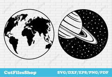 Load image into Gallery viewer, Planets svg files, Earth dxf files, Space svg, vector images for laser engraving, dxf for laser cut, svg for cricut, dxf cnc files, files for plasma, dxf images
