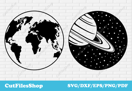 Planets svg files, Earth dxf files, Space svg, vector images for laser engraving, dxf for laser cut, svg for cricut, dxf cnc files, files for plasma, dxf images