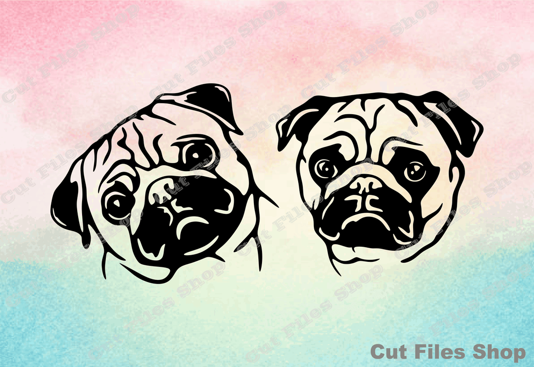 Pets portrait, pug svg, dogs cut files, dog for cricut, cute dog svg, vector images, printable svg, printable cut file, SVG, DXF,PNG