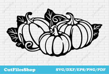 Load image into Gallery viewer, Pumpkins svg for cricut, Thanksgiving SVG, Fall for cricut, Vector for card making, sublimation t-shirts svg, Cut Files Shop, Svg for Halloween, Fall decor dxf svg, cnc images
