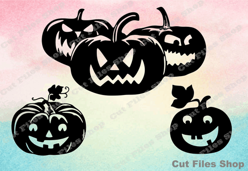 Pumpkins cut files, Halloween pumpkins, Halloween svg, scary pumpkins, svg dxf