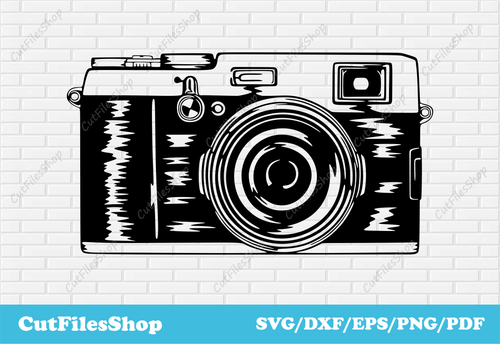 Retro camera svg cut file, dxf files for laser, dxf files for decor making, svg images for shirts, vintage svg images, Vector images for cricut, Dxf files for laser cutting, CNC plasma files, Dxf metal cutting, scene laser cut, Svg for shirts designs, svg for cut designs making, home decor dxf