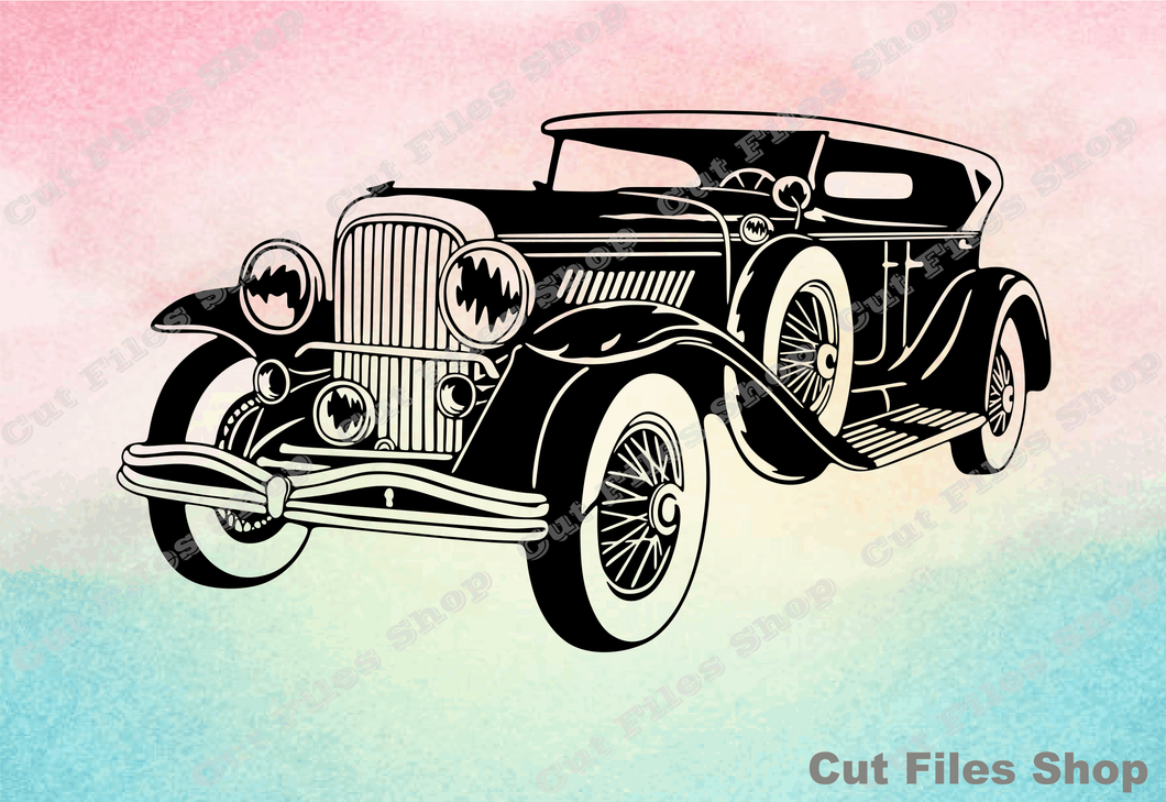 Retro car svg, old car, laser cut file, dxf files for laser, svg for t-shirt - Cut files shop