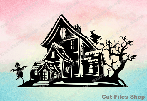 Scary house png,  svg Halloween, haunted house svg, svg for cricut, dxf downloads, cricut svg files